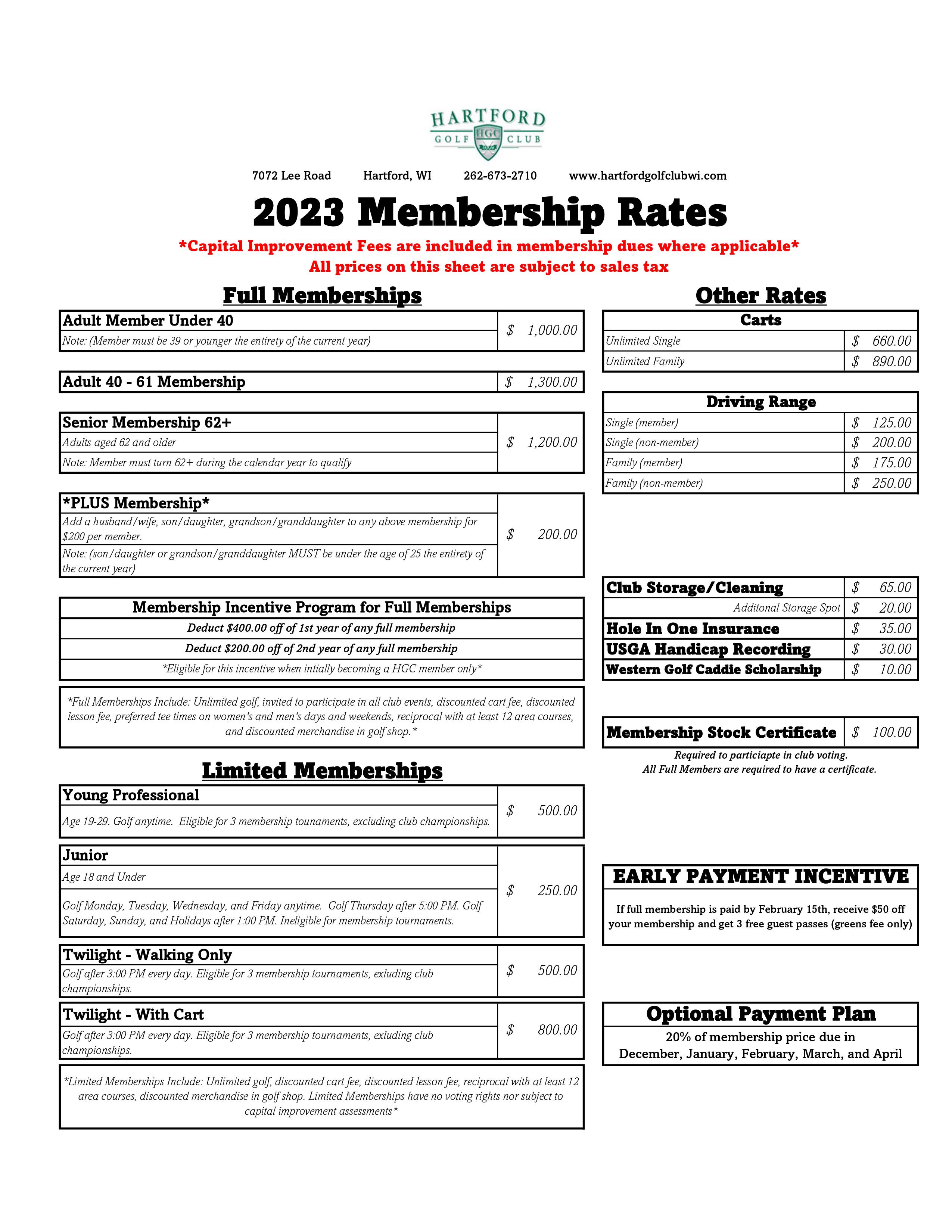 2022 Membership Rates FINAL